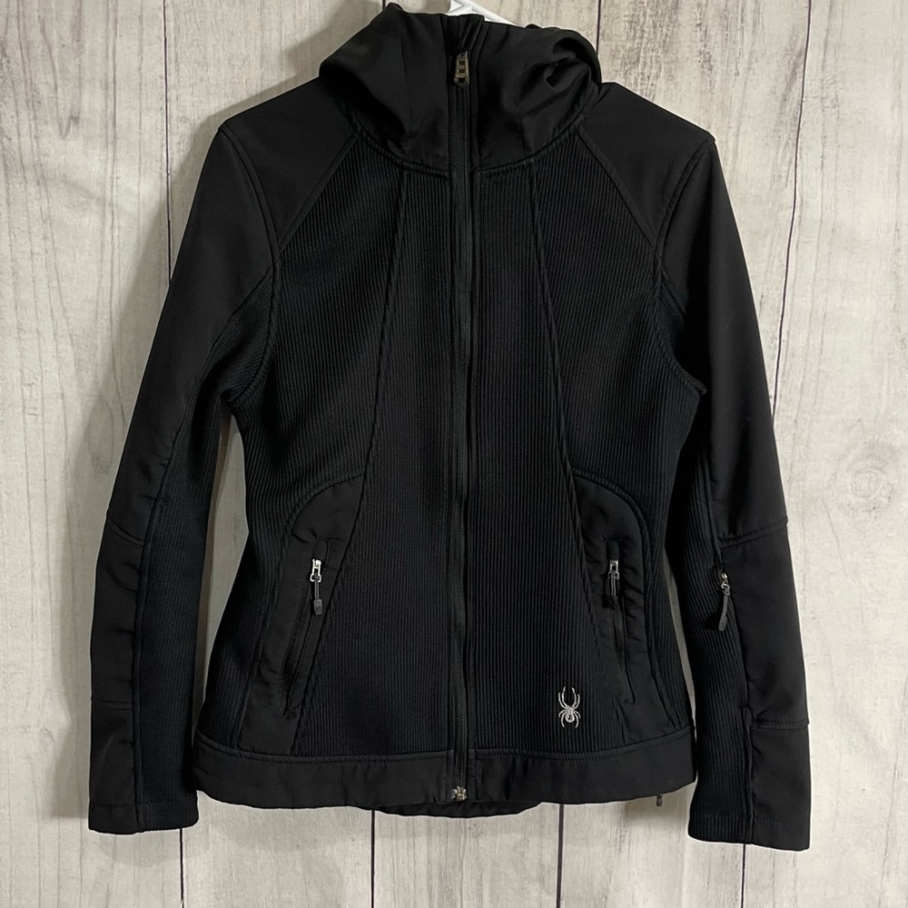 SPYDER Softshell Hooded Full Zip Jacket Womens Size L